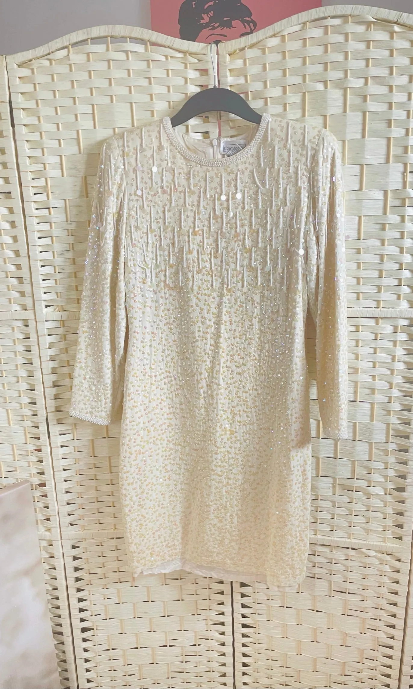 Vintage Cream Embellished BodyCon Dress