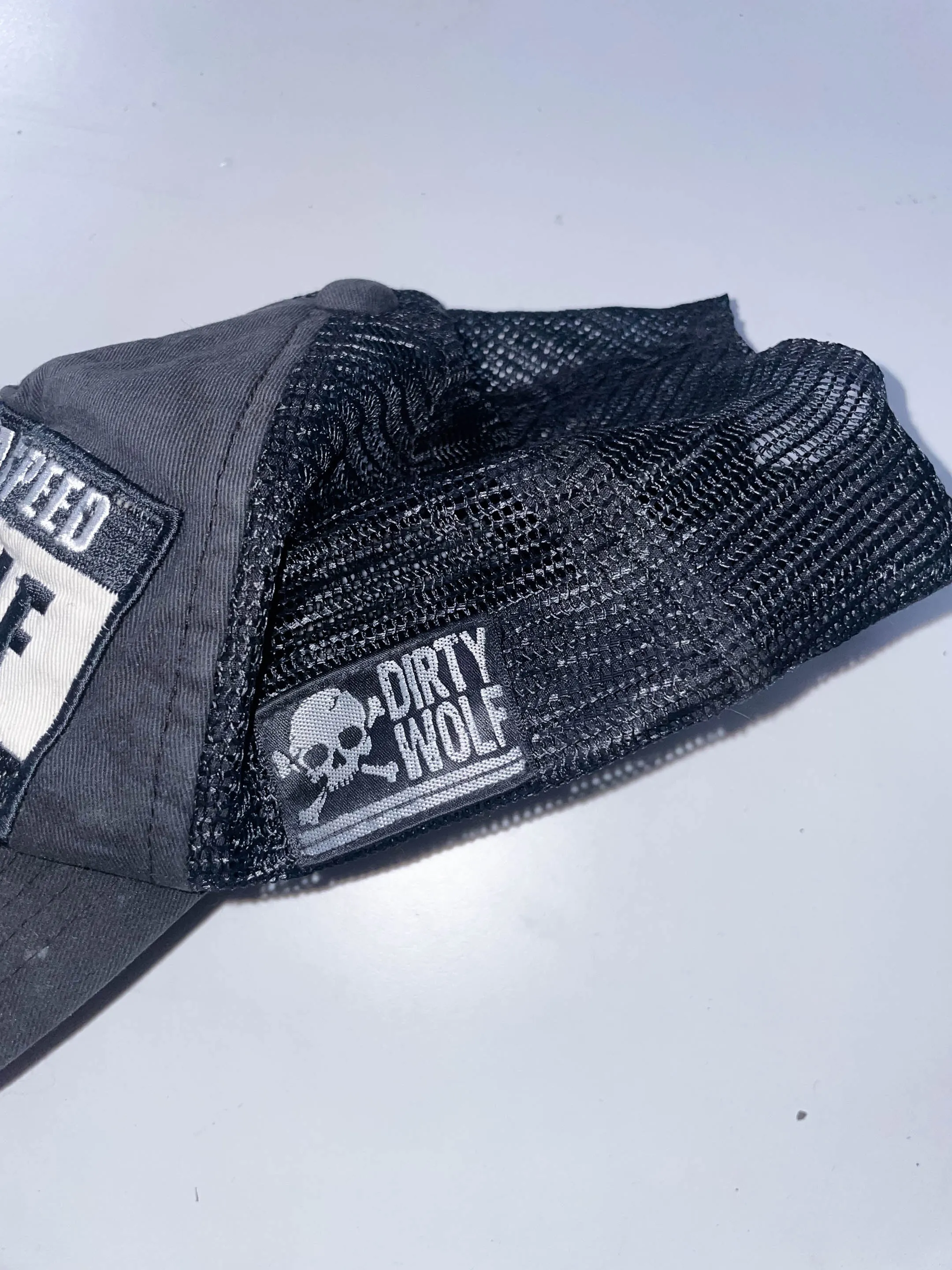 Vintage Dirty Wolf printed black baseball cap