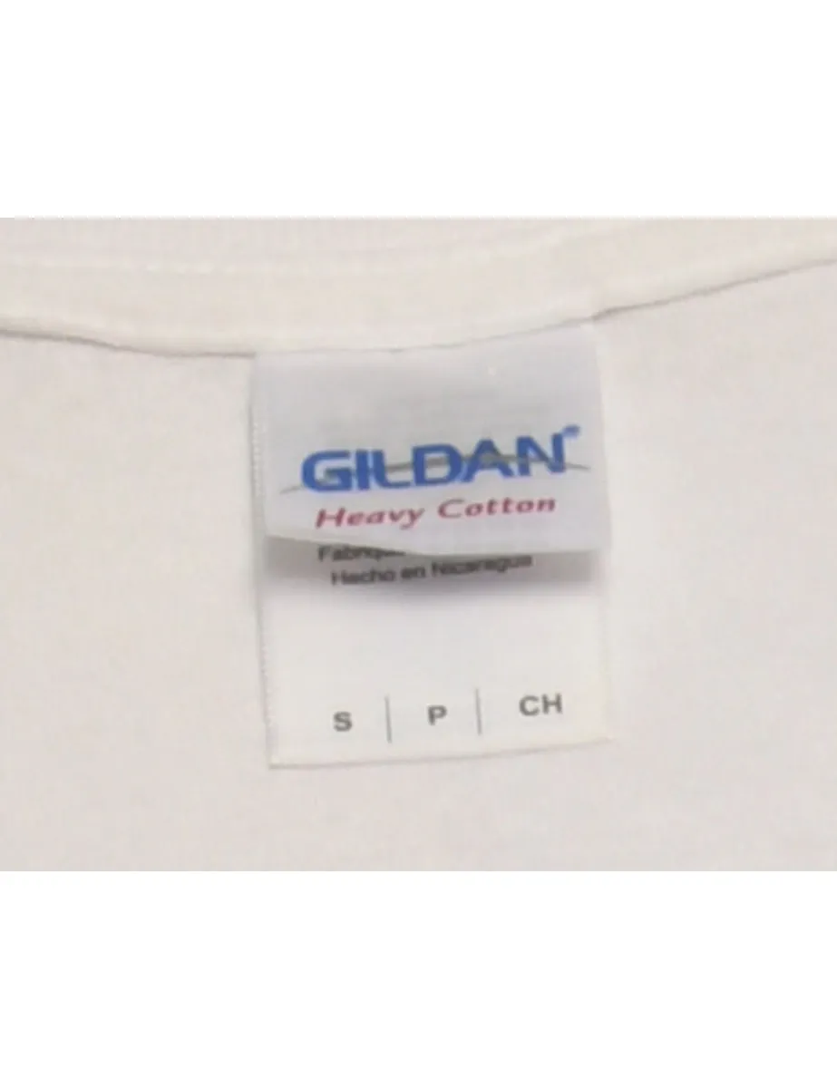 White Gildan Printed T-shirt - S