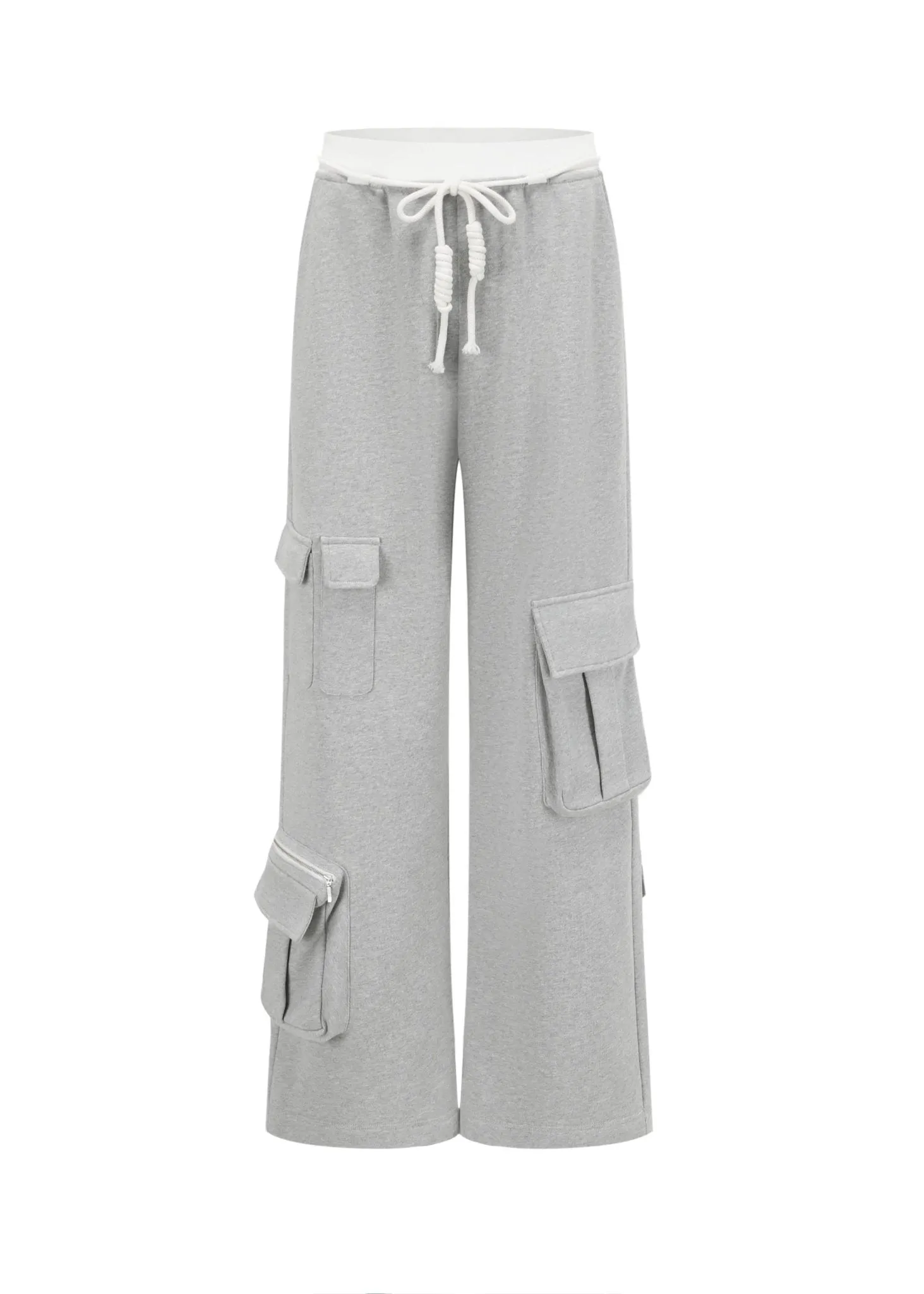 Wide-Leg Cargo Trousers in Grey