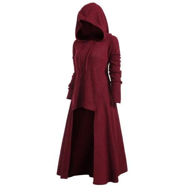 Women hooded outerwear long sleeve solid color long coat