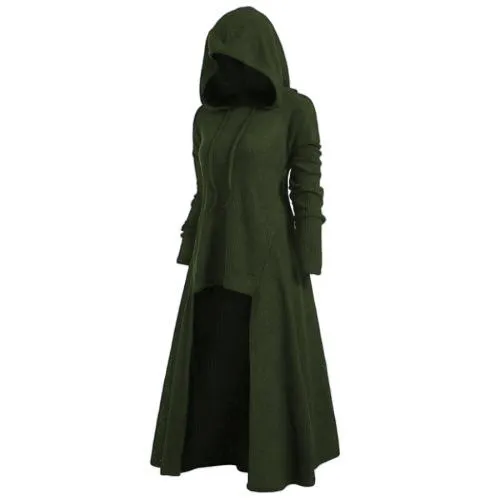 Women hooded outerwear long sleeve solid color long coat