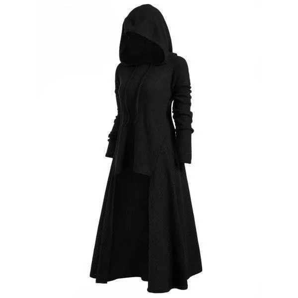 Women hooded outerwear long sleeve solid color long coat