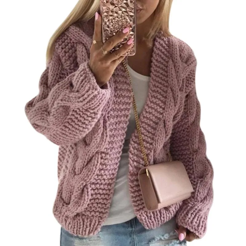 Womens cable knit cardigan sweater open front chunky cardigan for winter