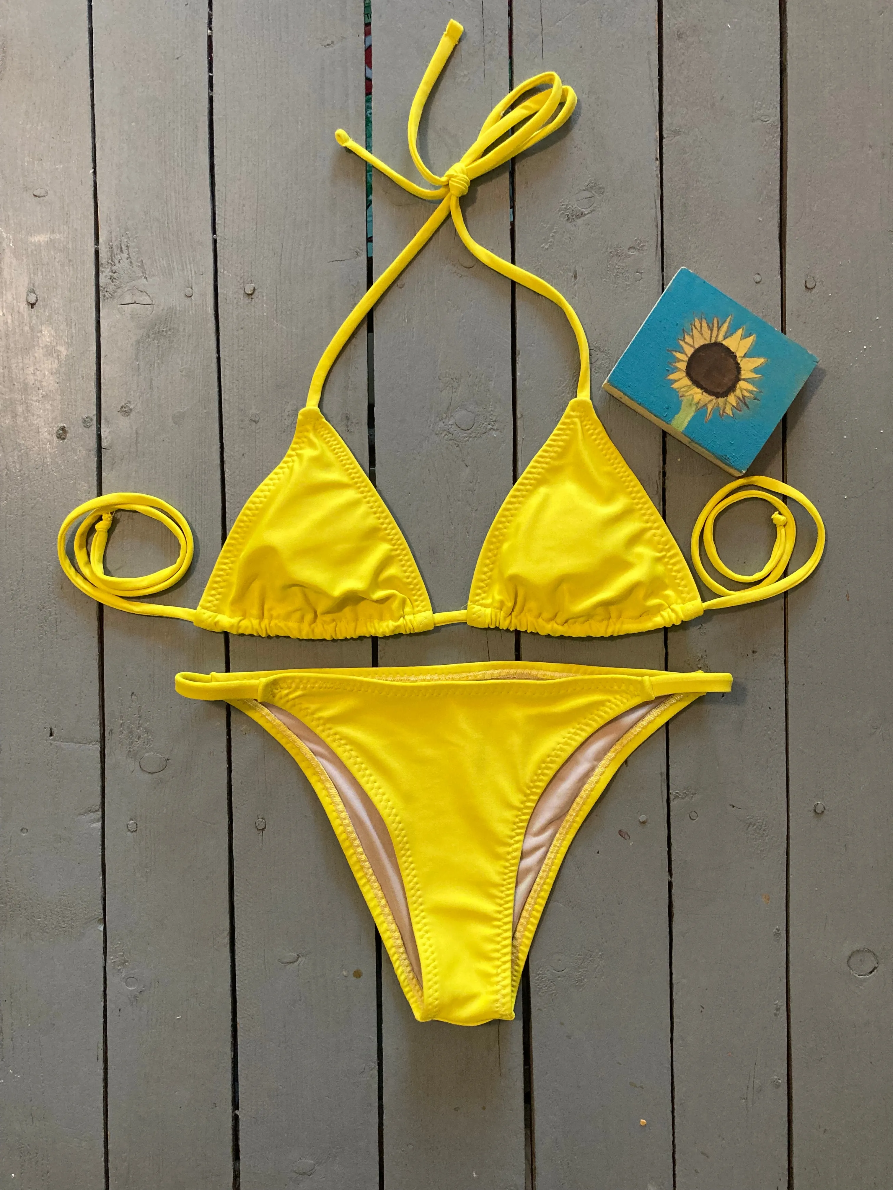 Yellow Triangle Bikini Top